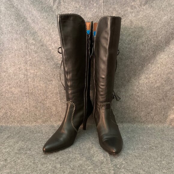 Staccato Women's Black Heel Pump Knee High Boots - Picture 4 of 13